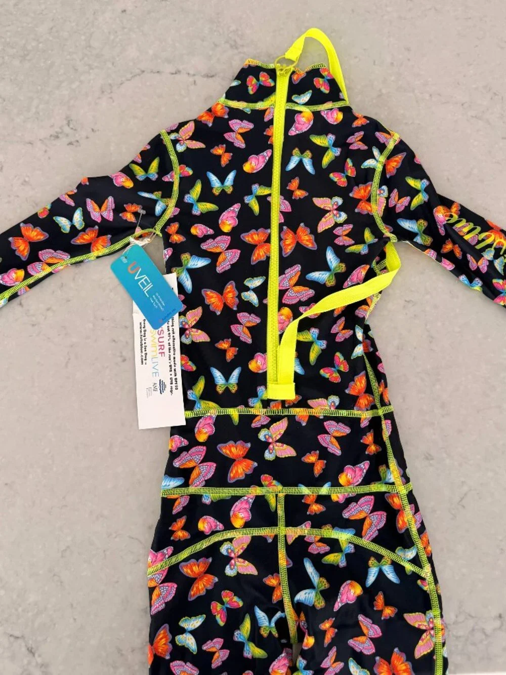 Tutublue Girls Butterfly Long Sleeve One Piece Swimsuit UPF 50+ Size 2/3 NWT